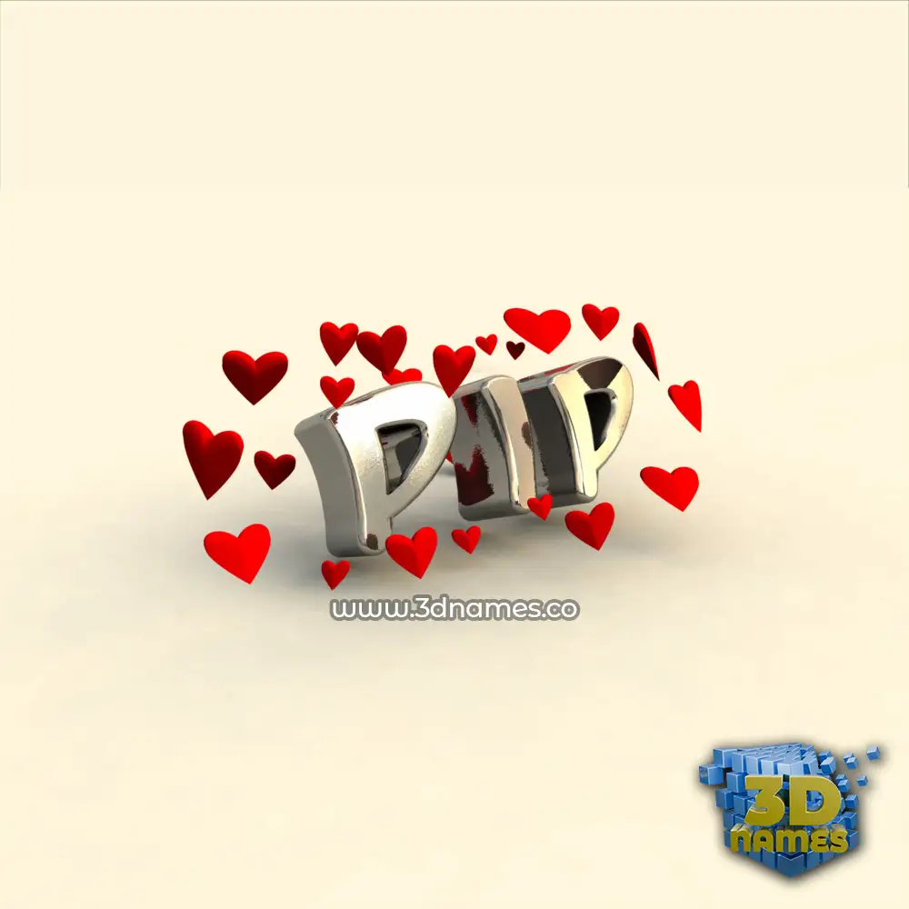 pip in In Love style - 3D name wallpaper