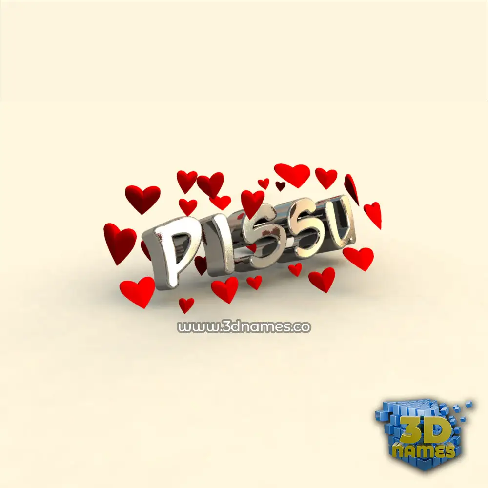 pissu in In Love style - 3D name wallpaper