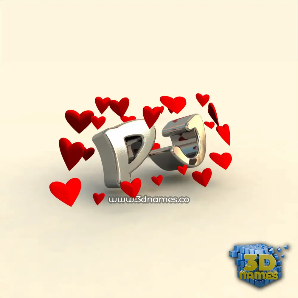 pj in In Love style - 3D name wallpaper