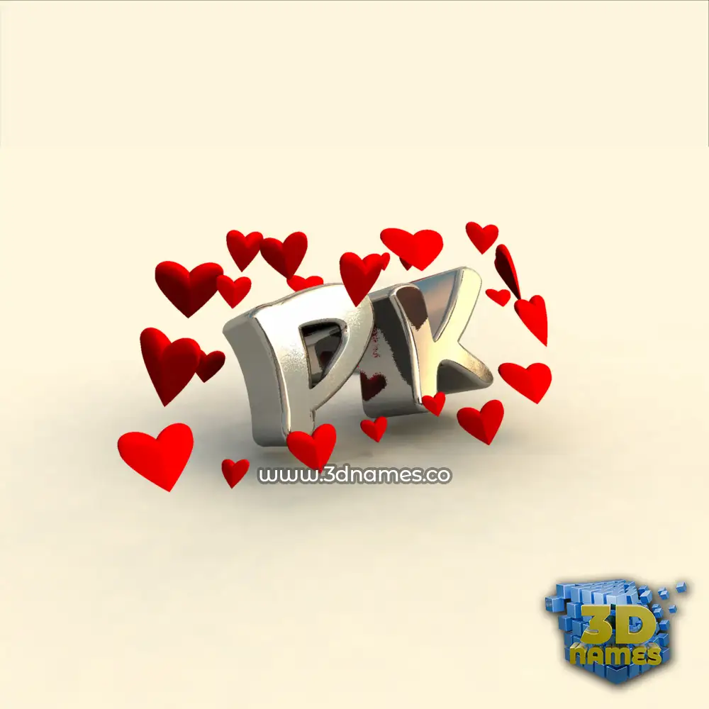 pk in In Love style - 3D name wallpaper