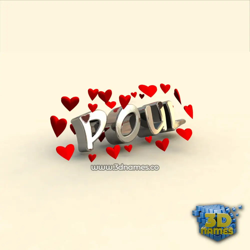 poul in In Love style - 3D name wallpaper