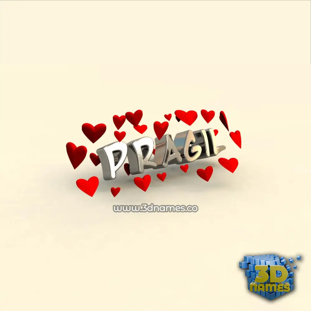 pragil in In Love style - 3D name wallpaper