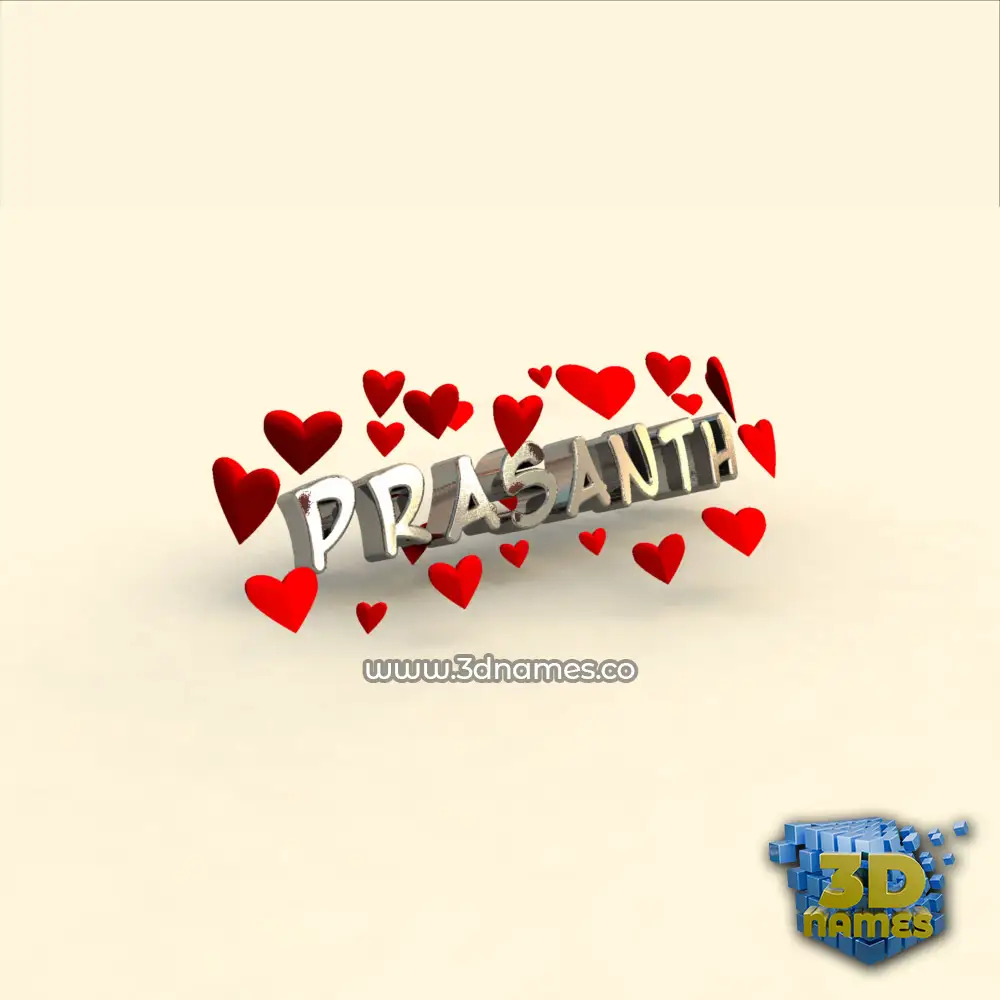 prasanth in In Love style - 3D name wallpaper
