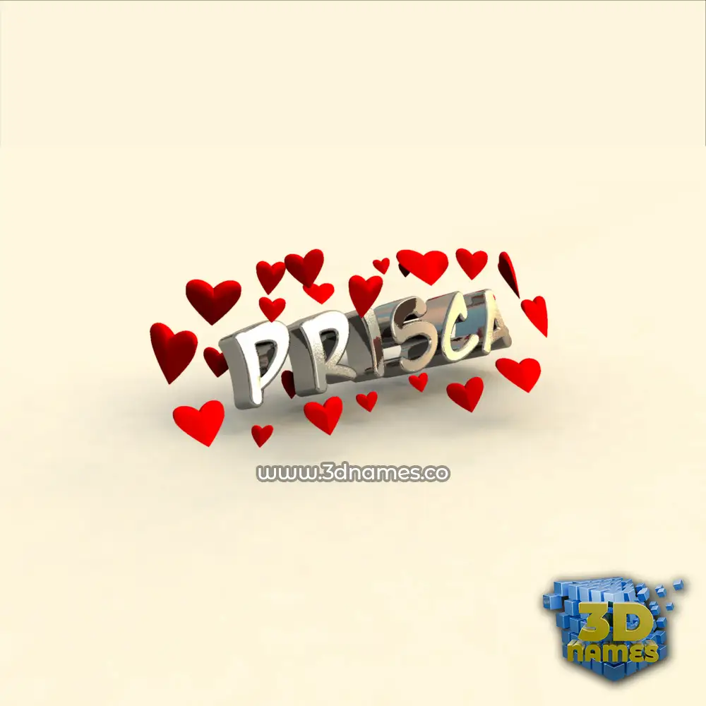 prisca in In Love style - 3D name wallpaper