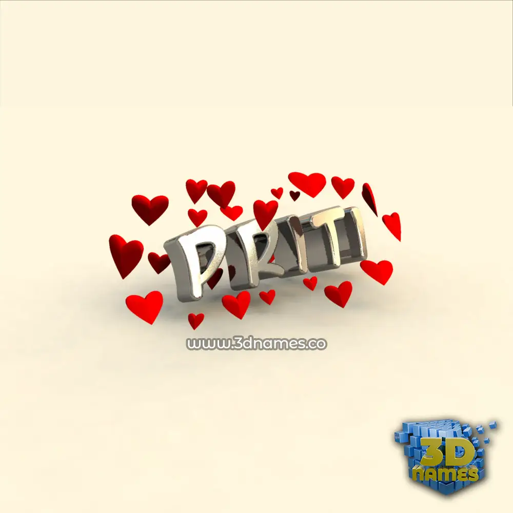 priti in In Love style - 3D name wallpaper