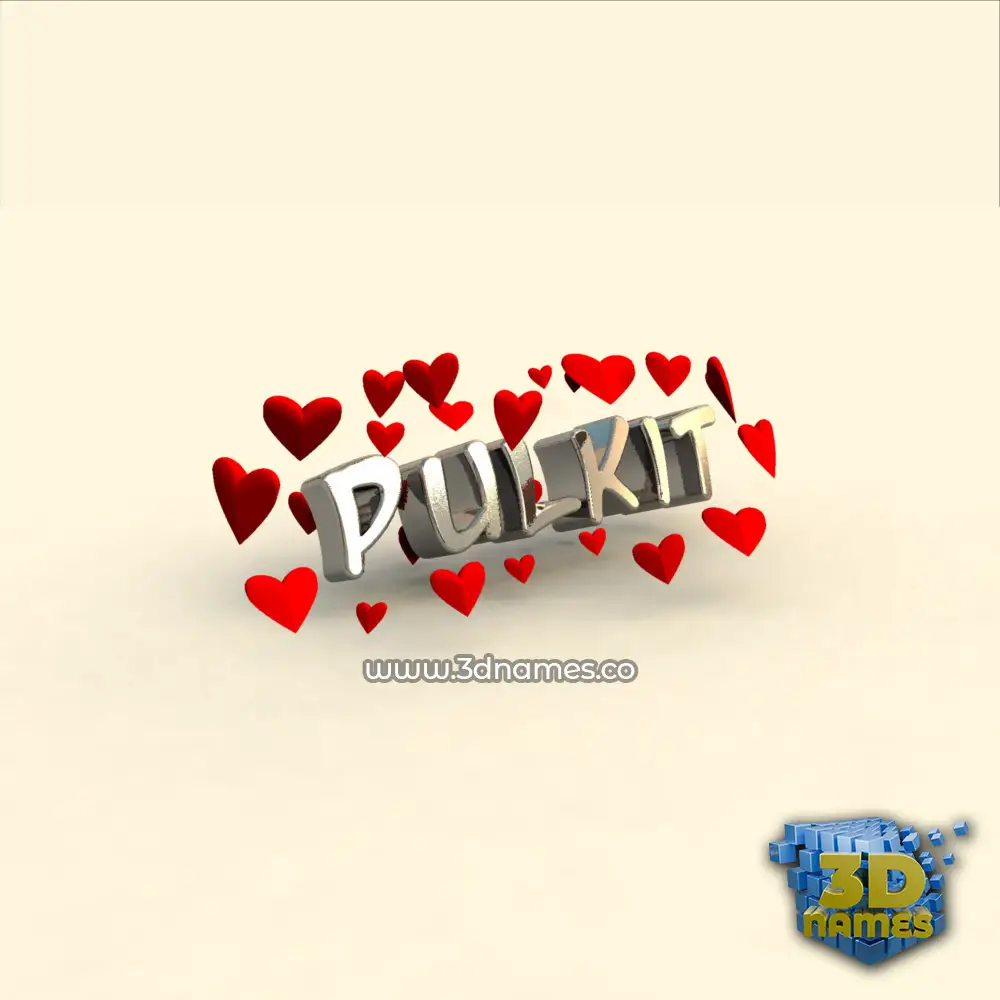 pulkit in In Love style - 3D name wallpaper