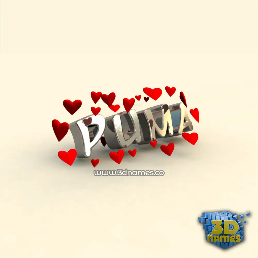 puma in In Love style - 3D name wallpaper