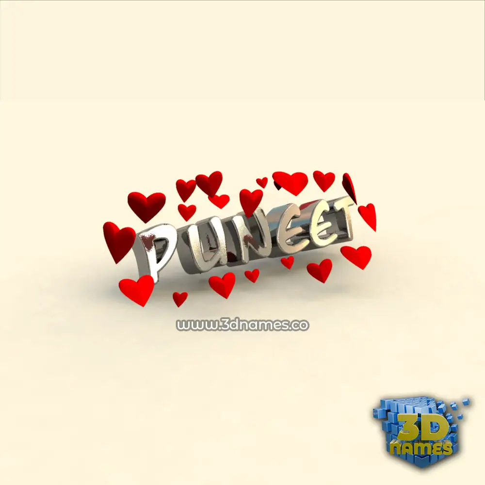 puneet in In Love style - 3D name wallpaper