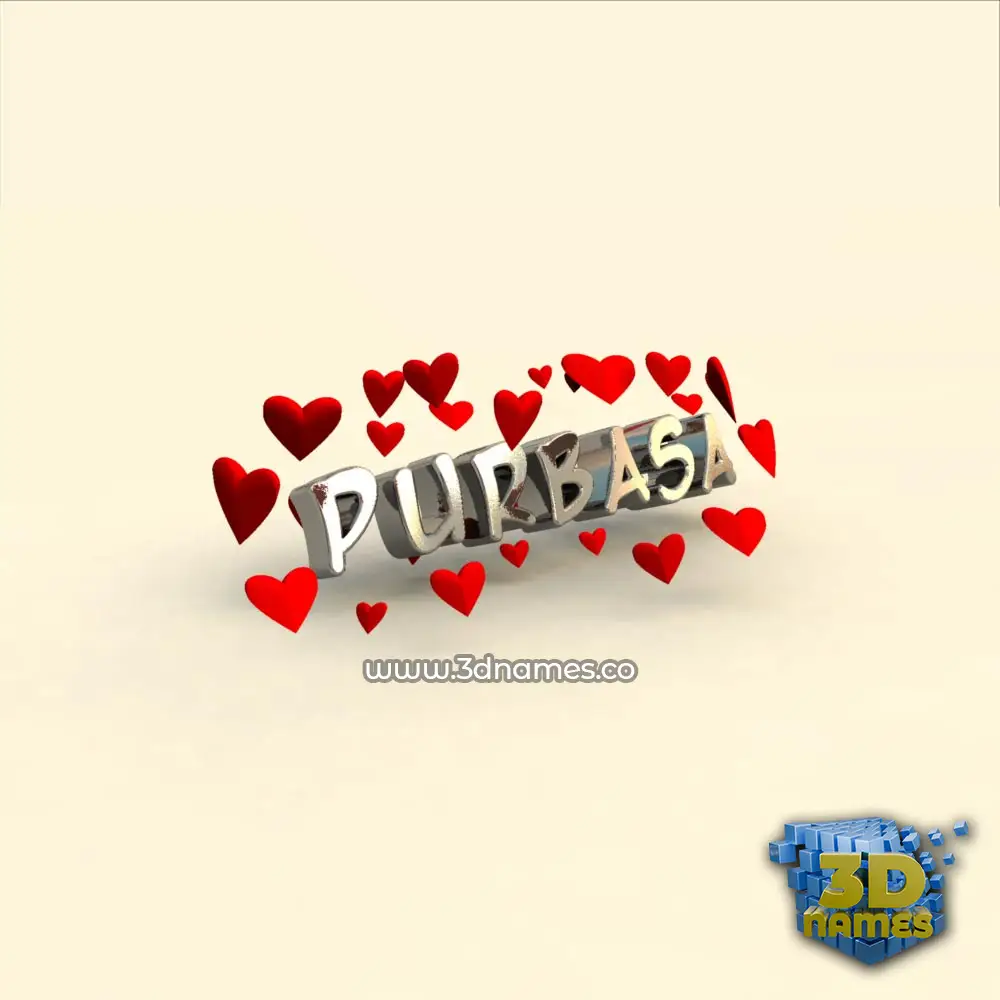 purbasa in In Love style - 3D name wallpaper