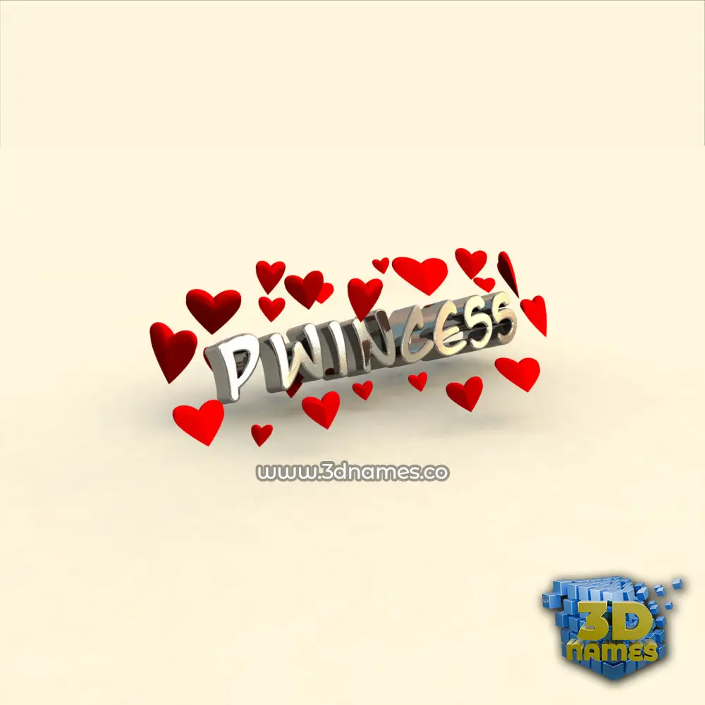 pwincess in In Love style - 3D name wallpaper