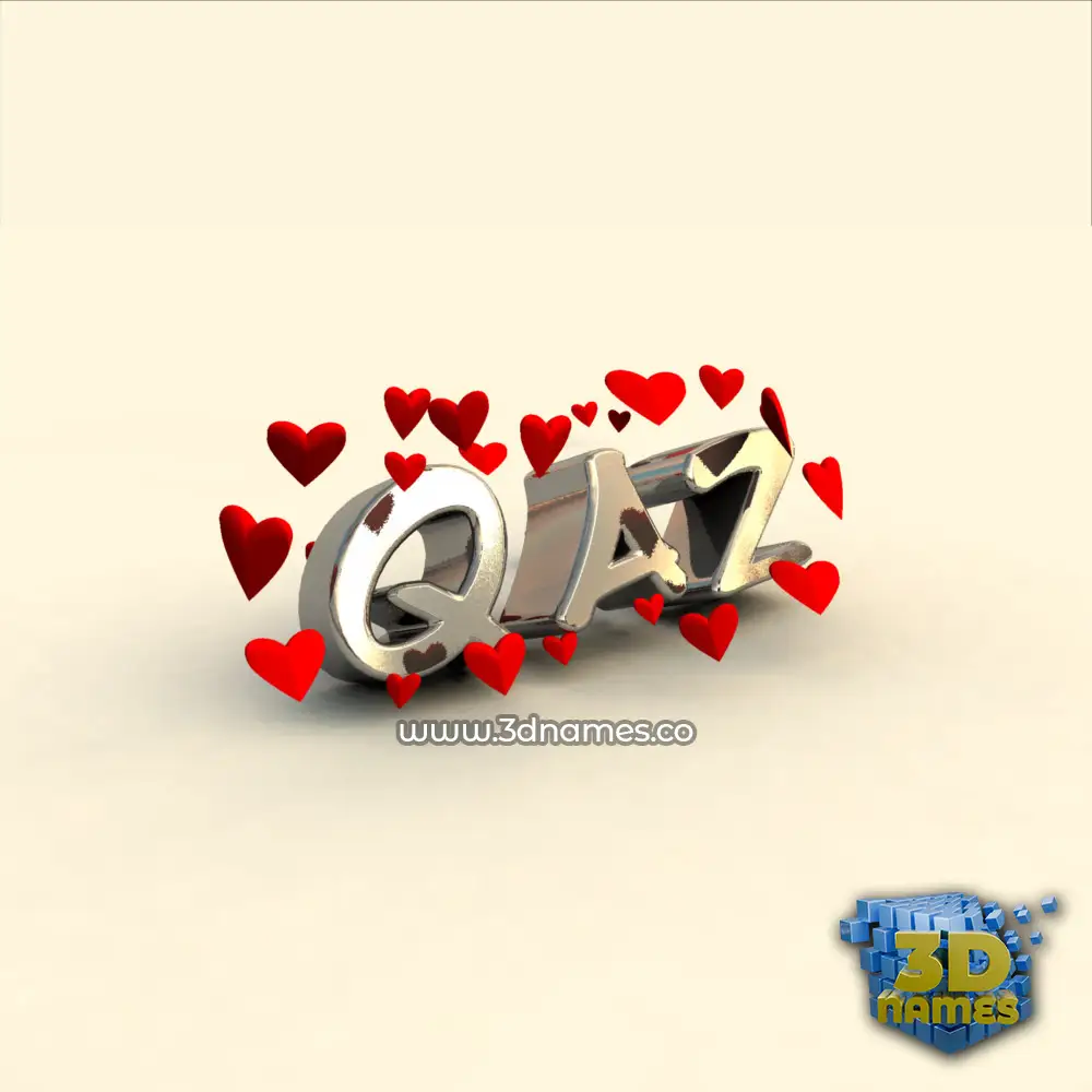qaz in In Love style - 3D name wallpaper