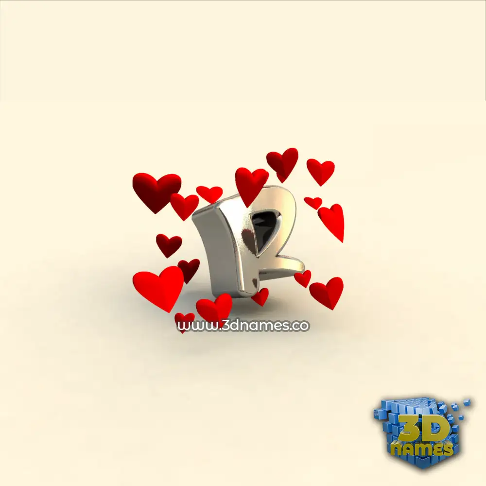 r in In Love style - 3D name wallpaper