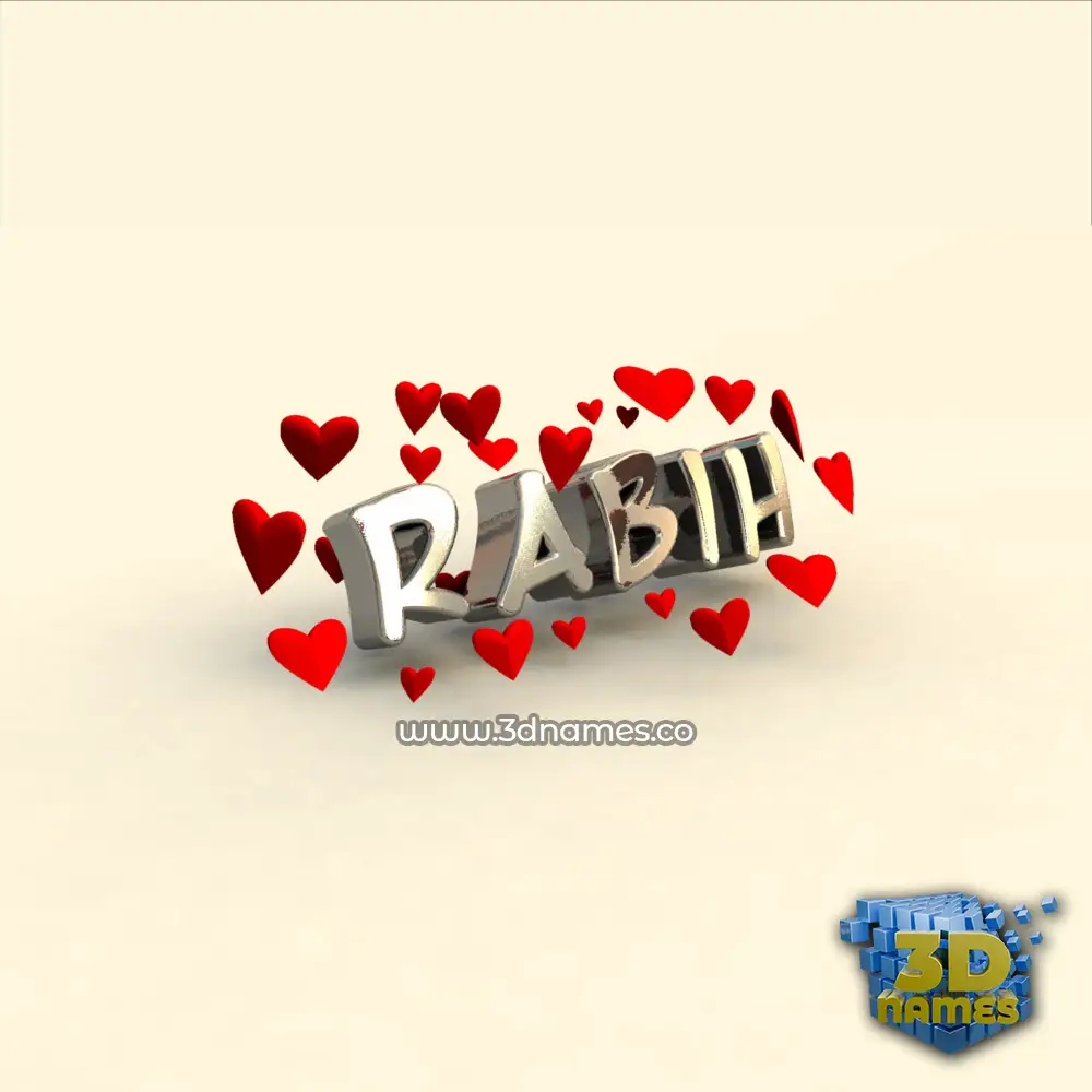 rabih in In Love style - 3D name wallpaper