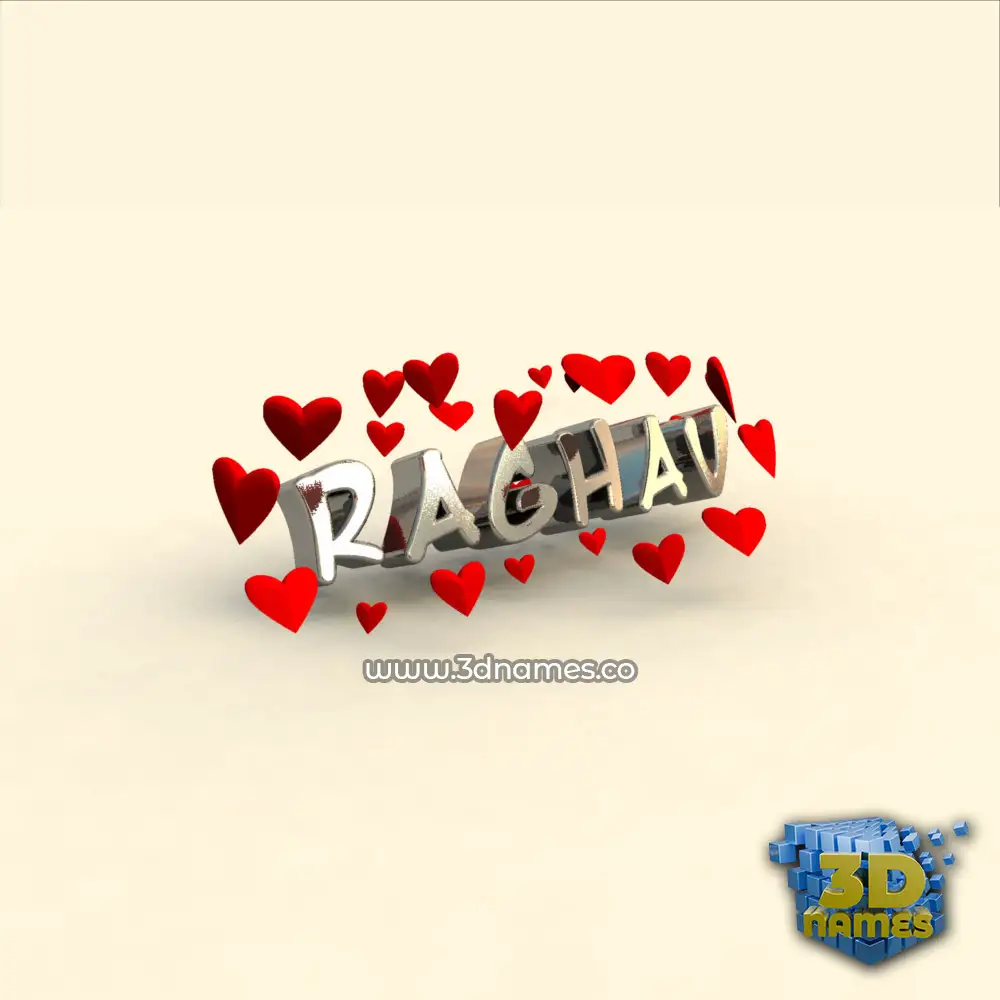 raghav in In Love style - 3D name wallpaper