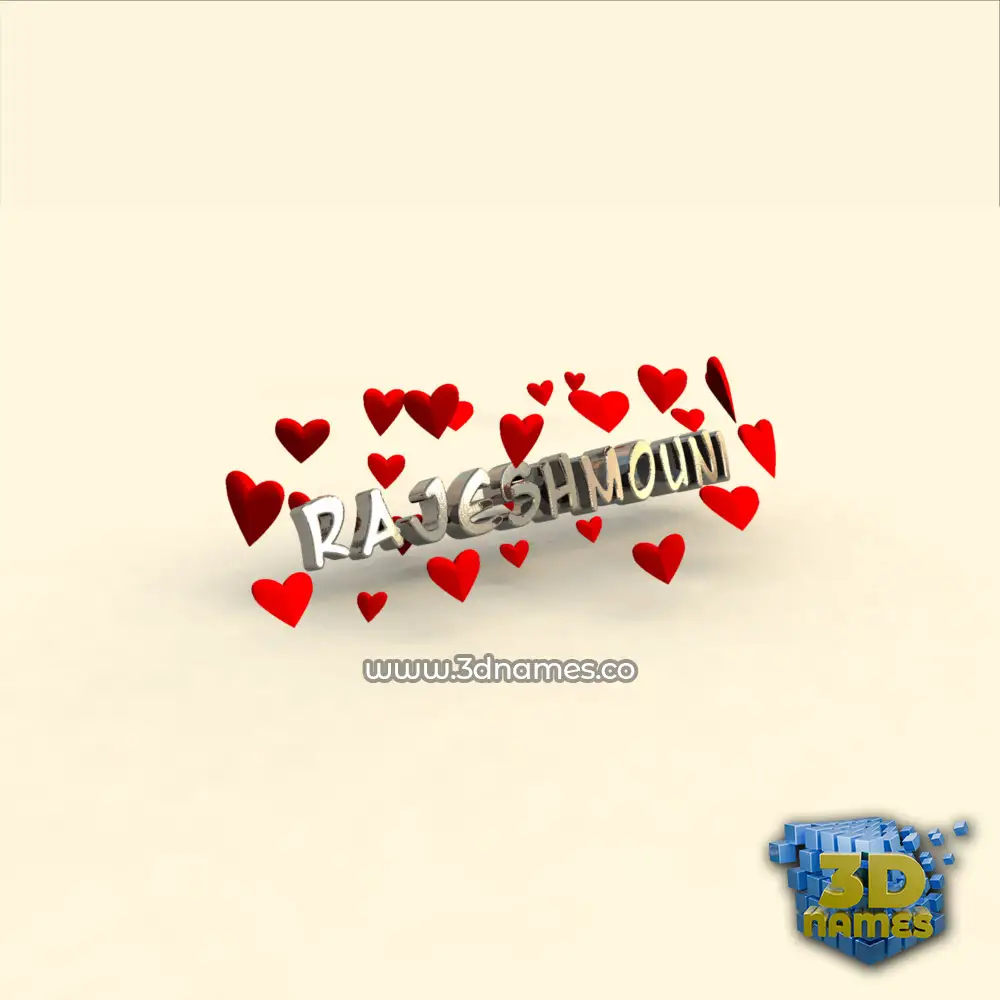 rajeshmouni in In Love style - 3D name wallpaper