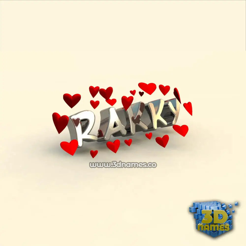 rakky in In Love style - 3D name wallpaper