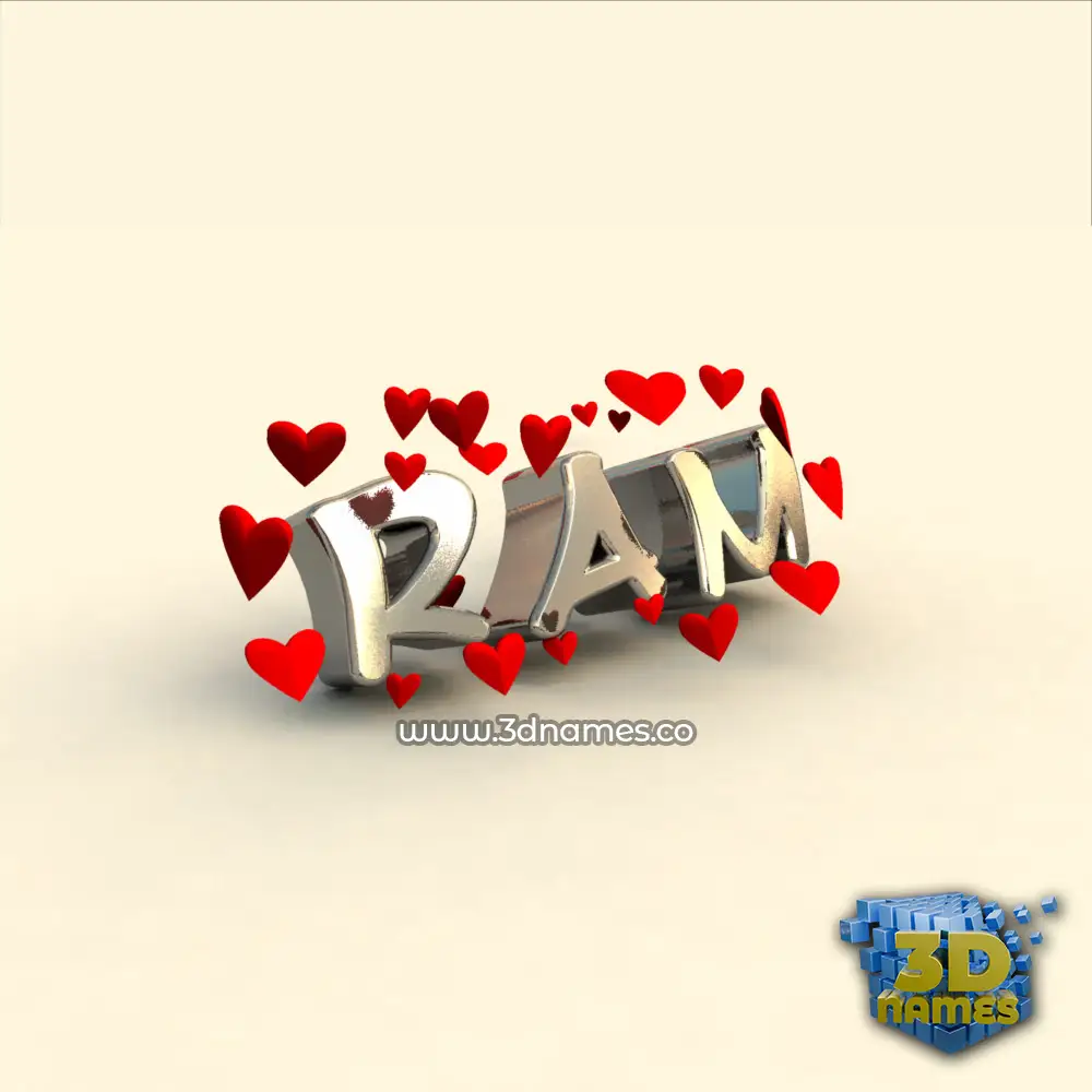 ram in In Love style - 3D name wallpaper