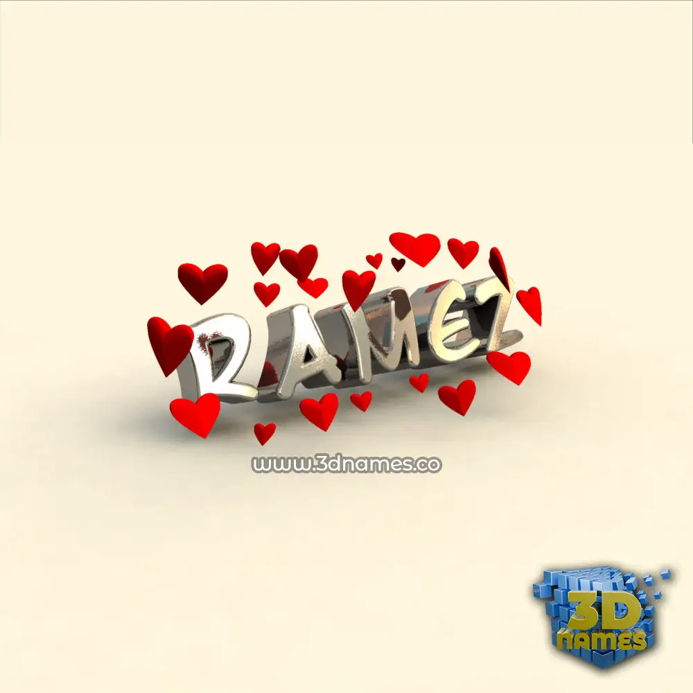 ramez in In Love style - 3D name wallpaper