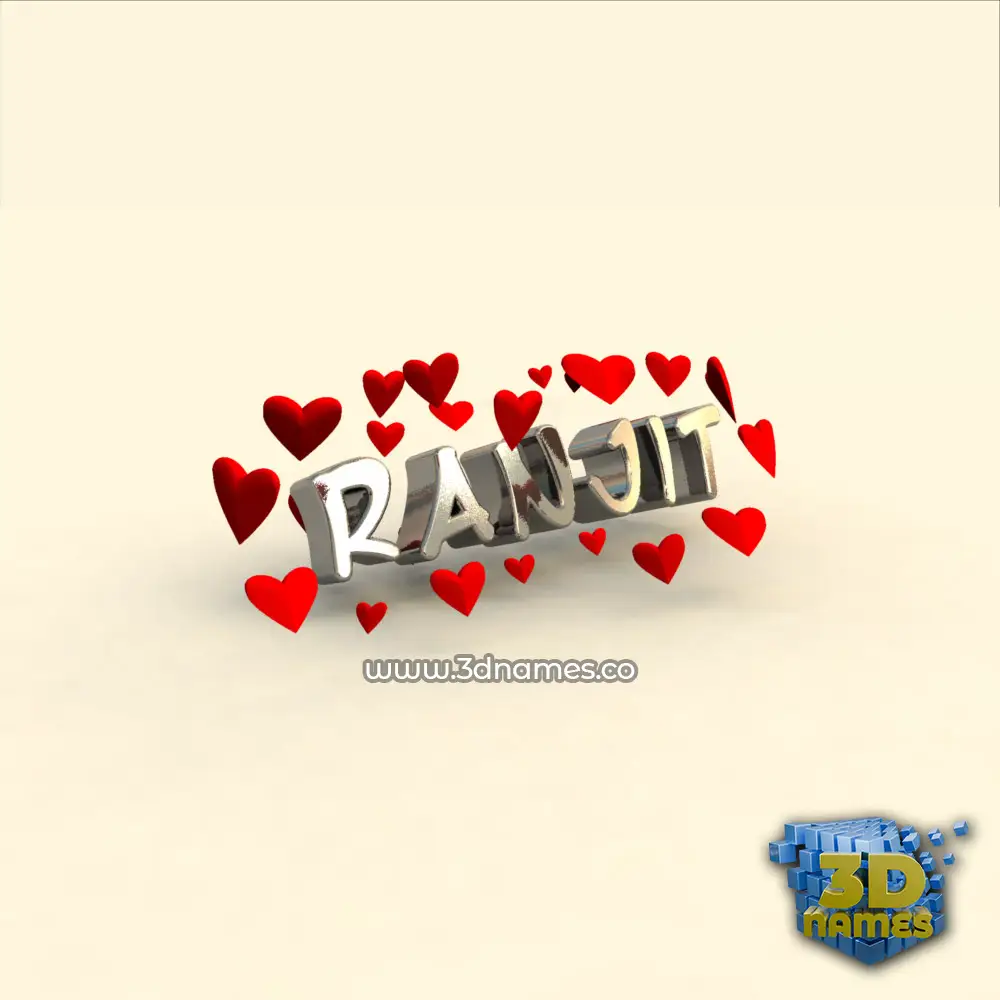 ranjit in In Love style - 3D name wallpaper