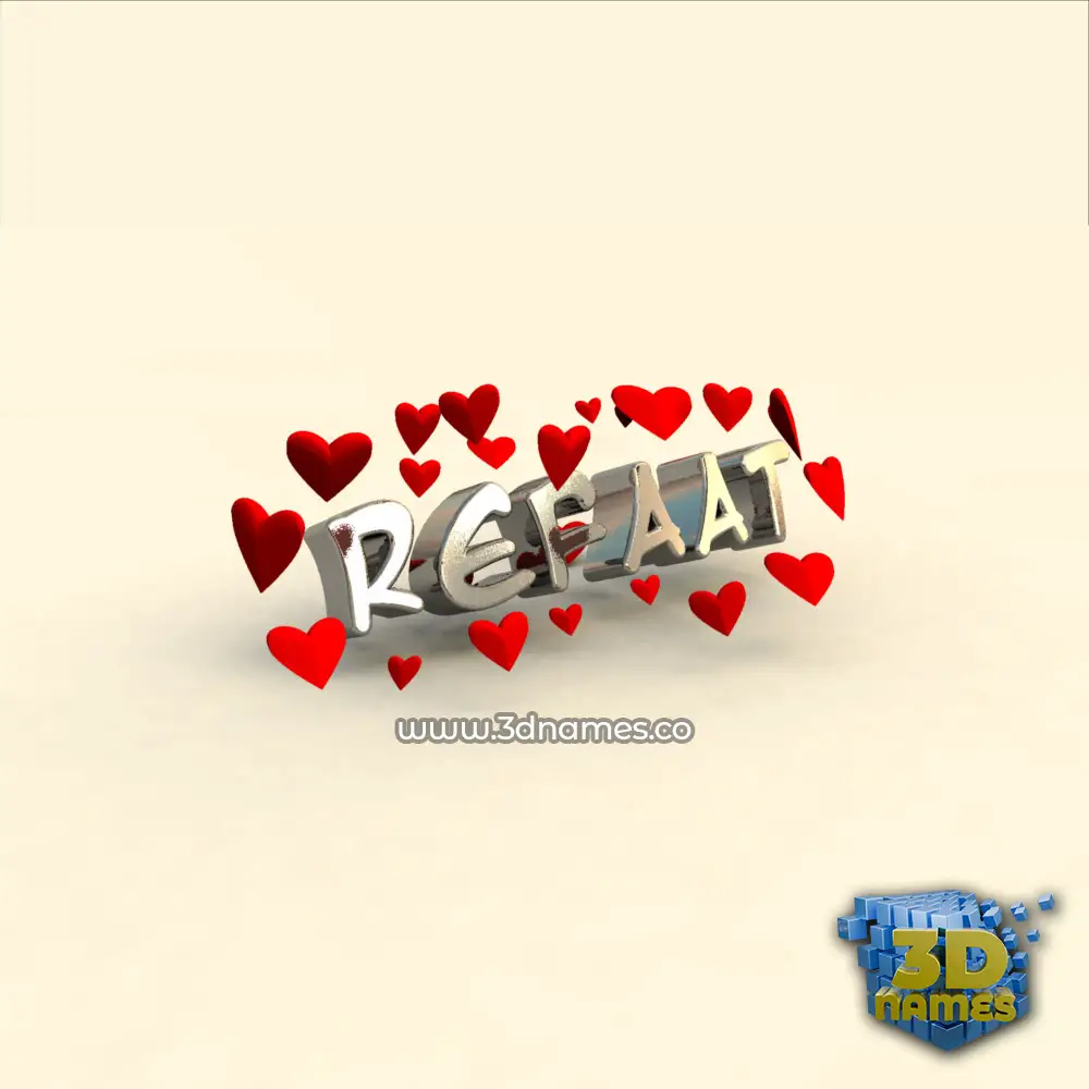 refaat in In Love style - 3D name wallpaper