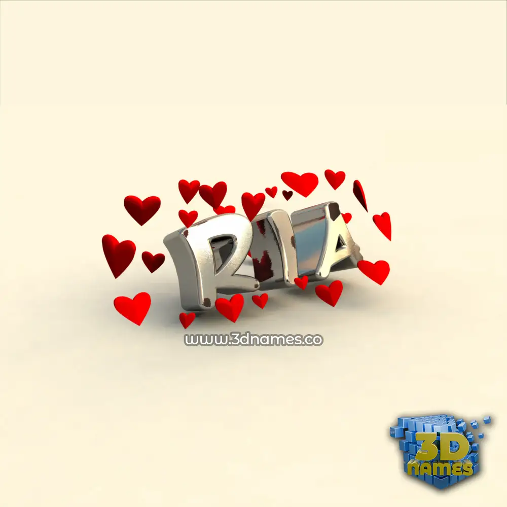 ria in In Love style - 3D name wallpaper
