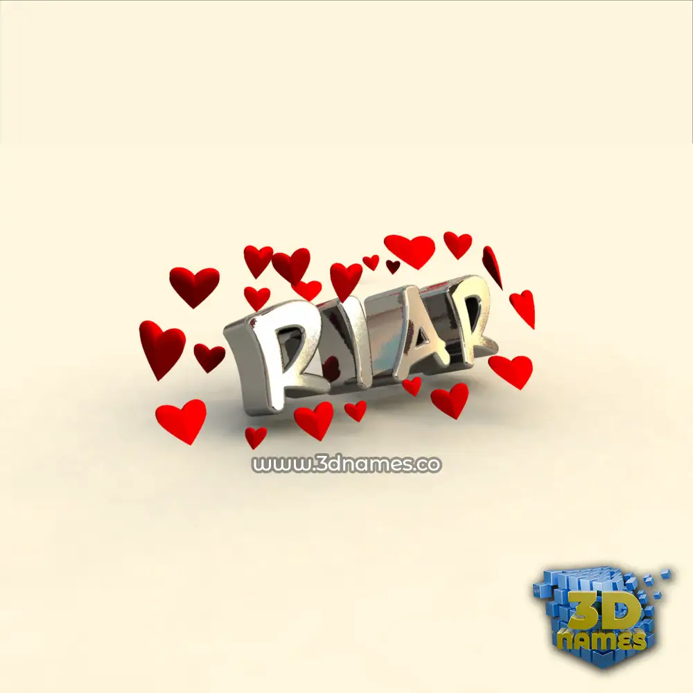 riar in In Love style - 3D name wallpaper