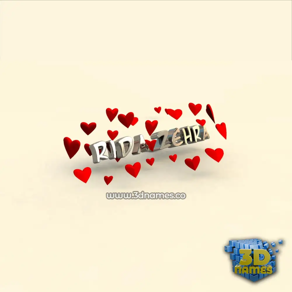 rida zehra in In Love style - 3D name wallpaper