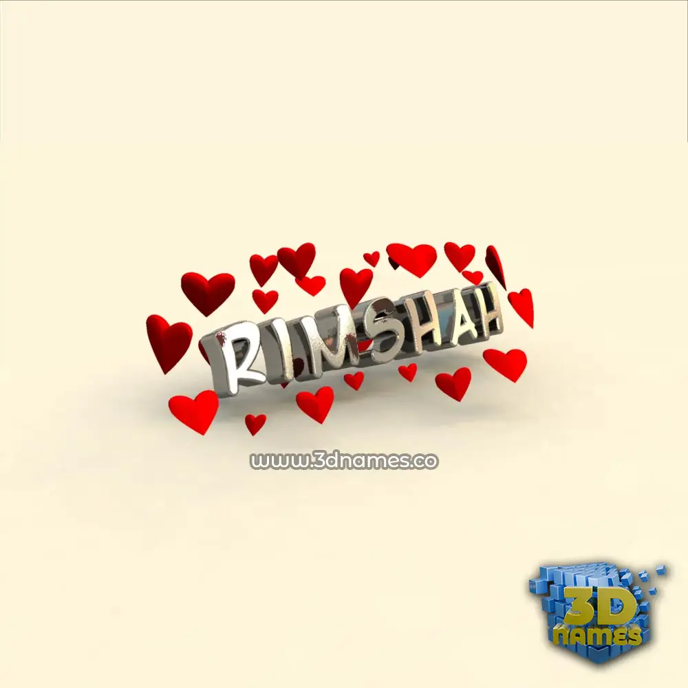 rimshah in In Love style - 3D name wallpaper