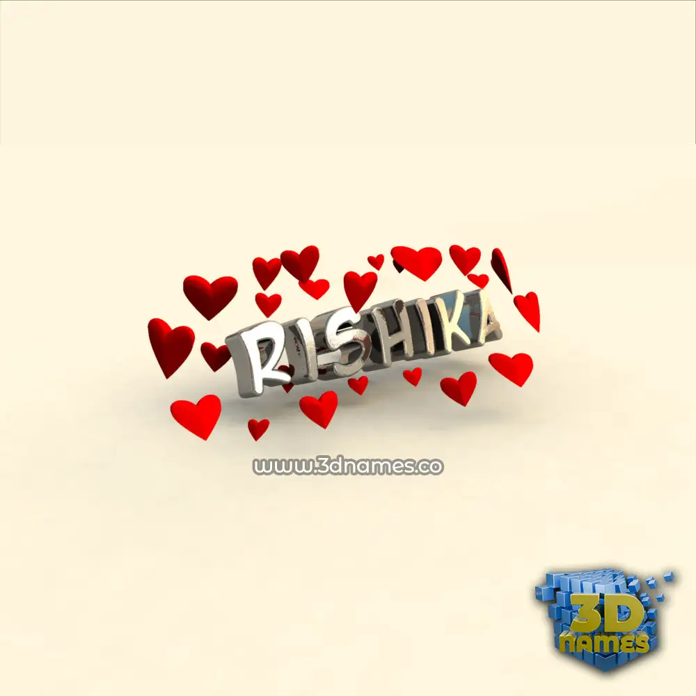 rishika in In Love style - 3D name wallpaper