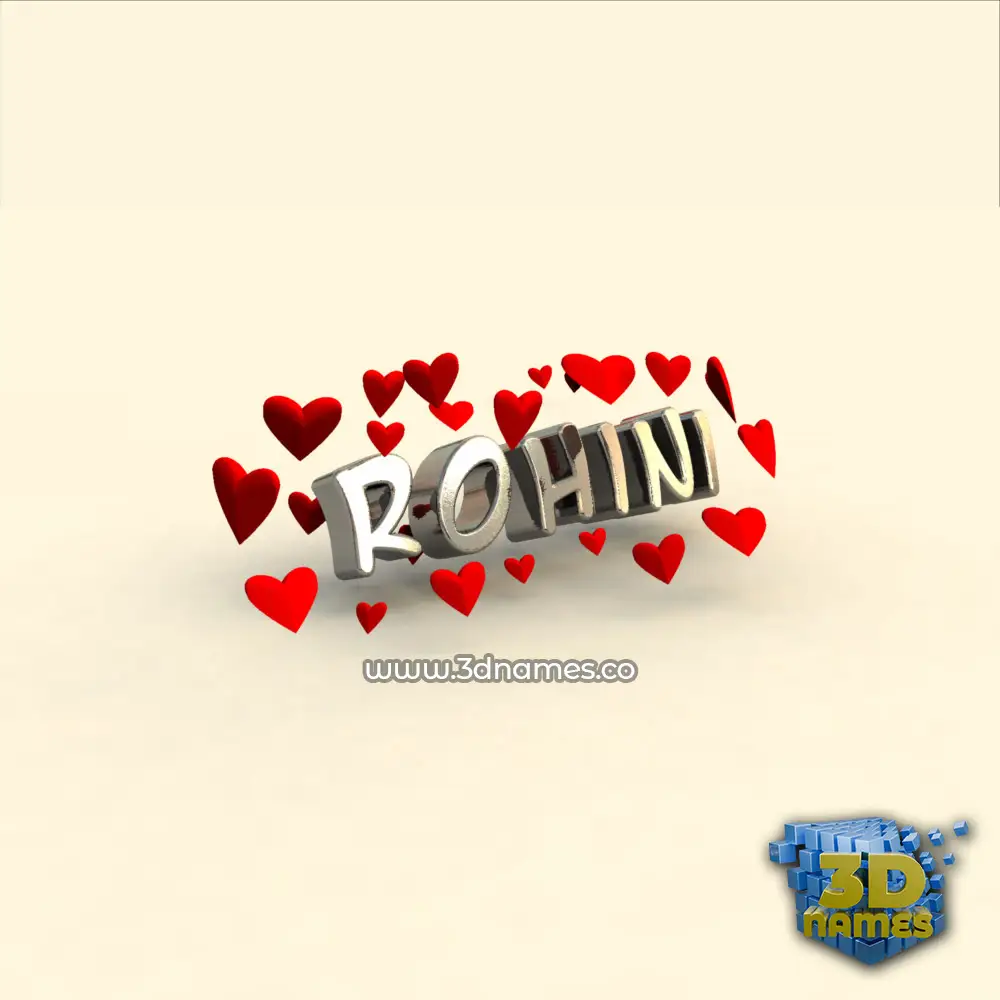 rohini in In Love style - 3D name wallpaper