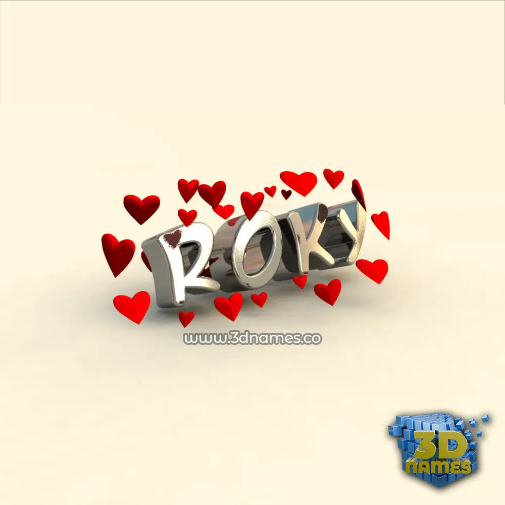 roky in In Love style - 3D name wallpaper