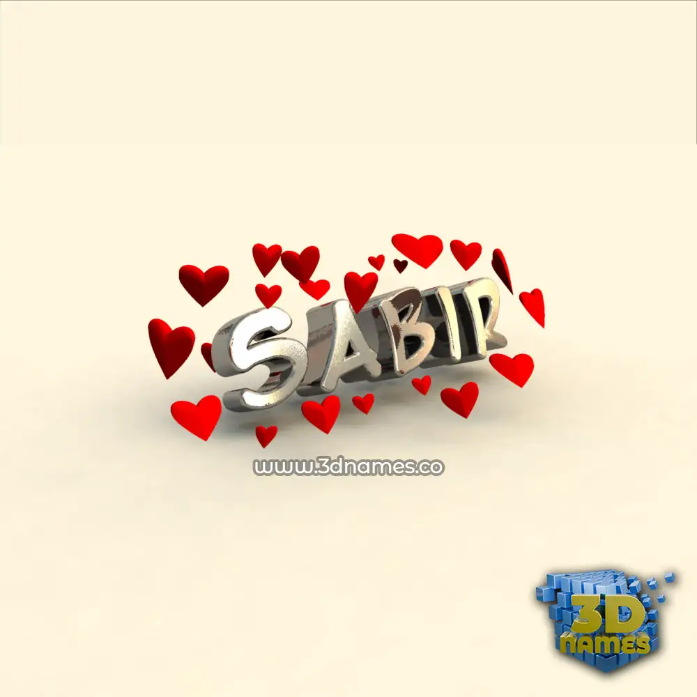 sabir in In Love style - 3D name wallpaper