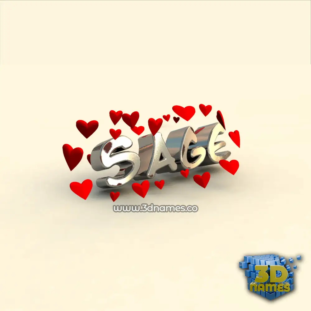 sage in In Love style - 3D name wallpaper