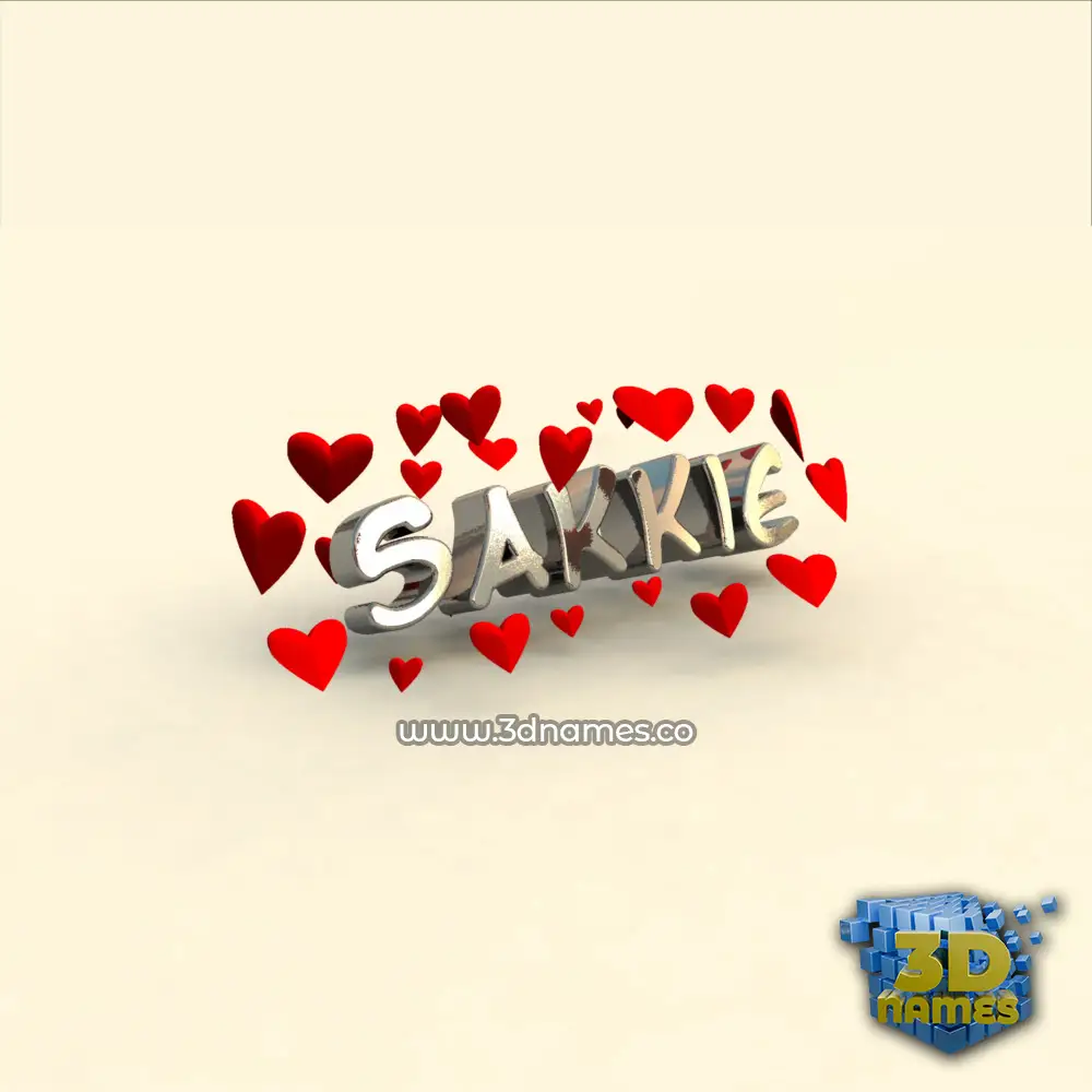 sakkie in In Love style - 3D name wallpaper