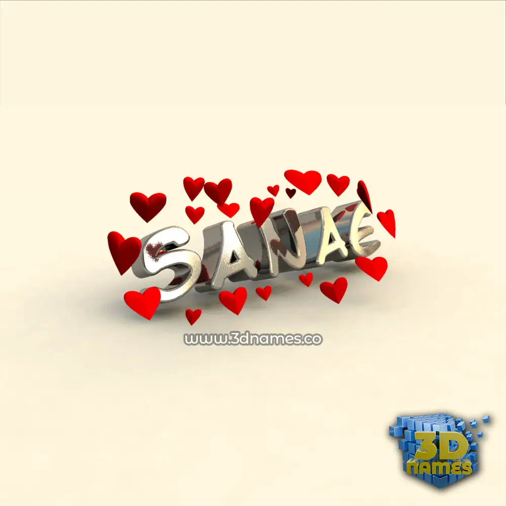 sanae in In Love style - 3D name wallpaper