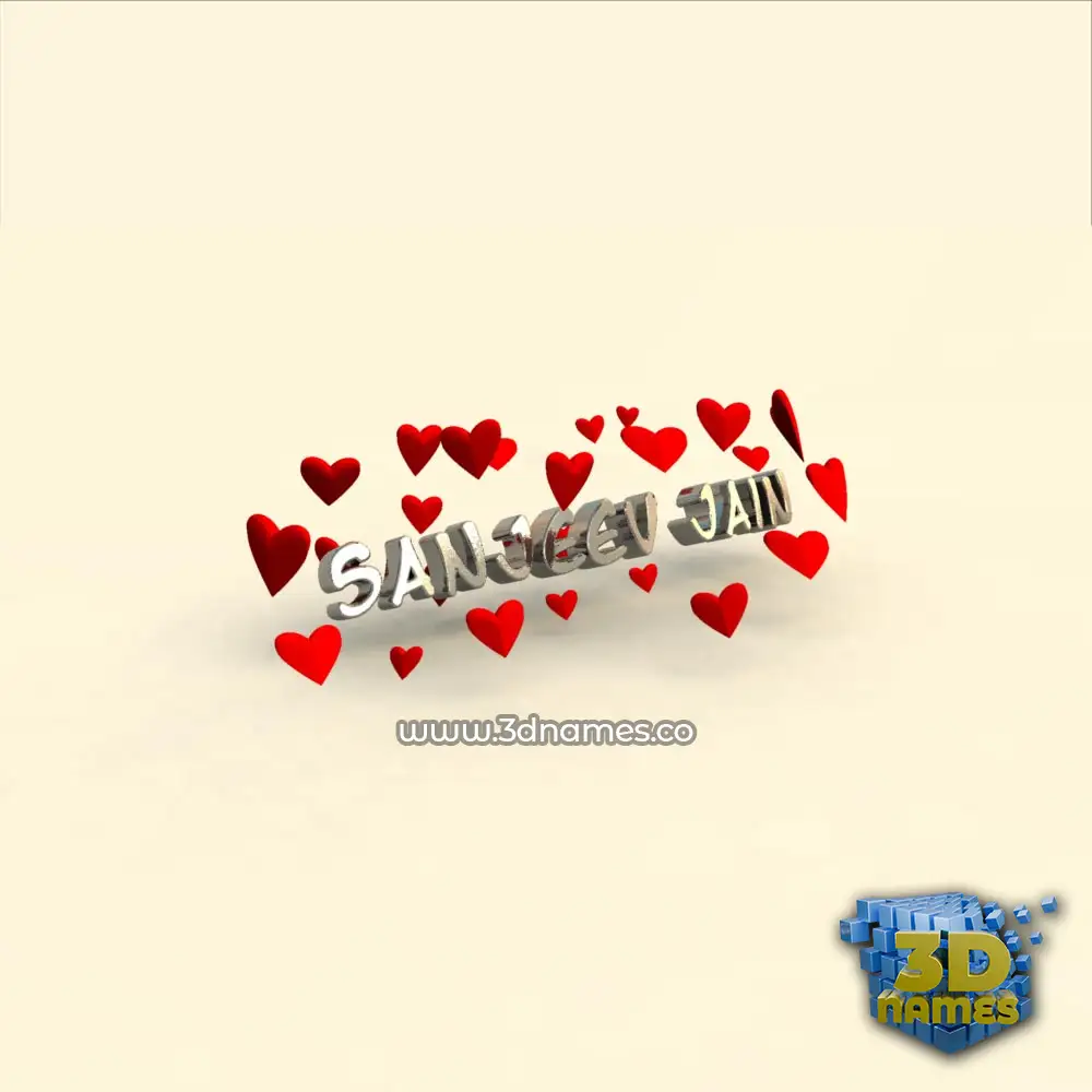 sanjeev jain in In Love style - 3D name wallpaper