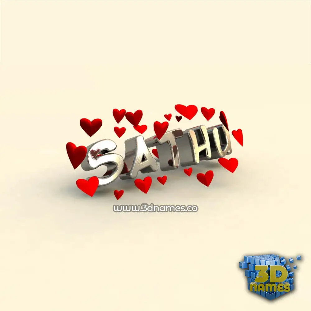 sathu in In Love style - 3D name wallpaper