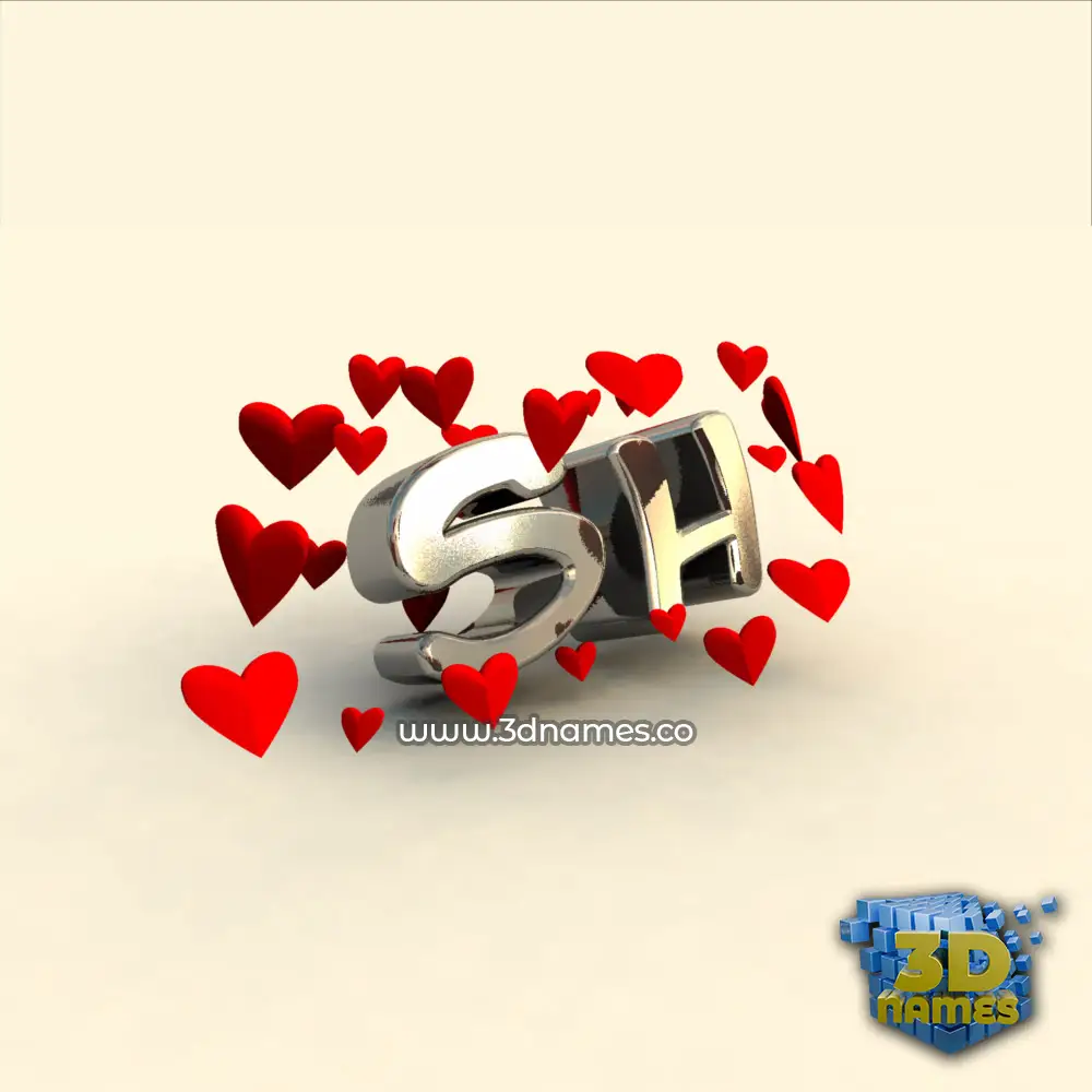 sh in In Love style - 3D name wallpaper