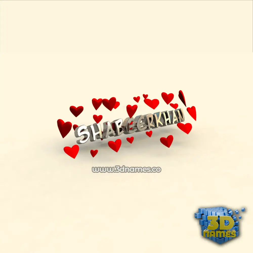 shabeerkhan in In Love style - 3D name wallpaper