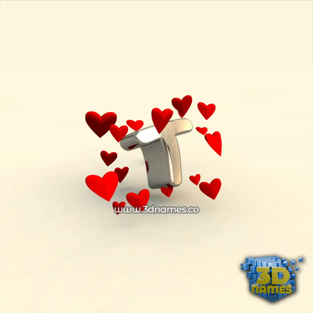 t in In Love style - 3D name wallpaper