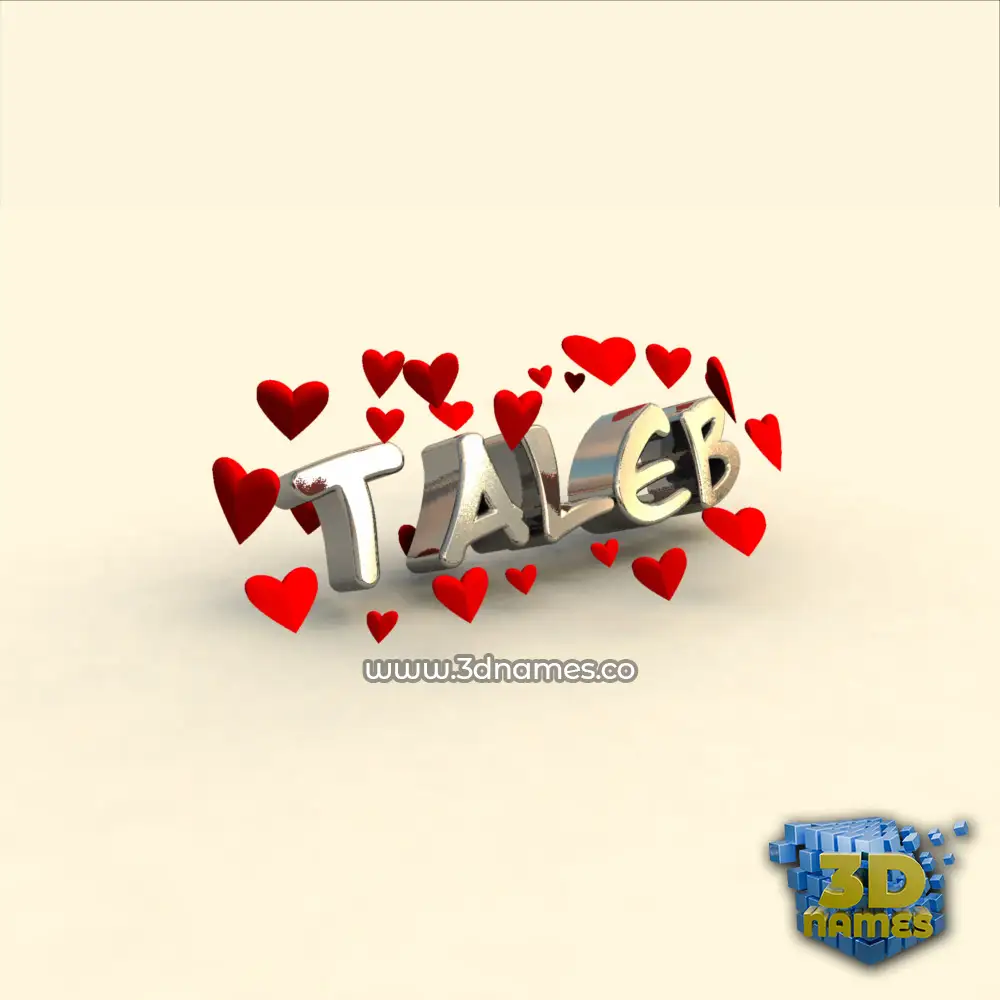 taleb in In Love style - 3D name wallpaper