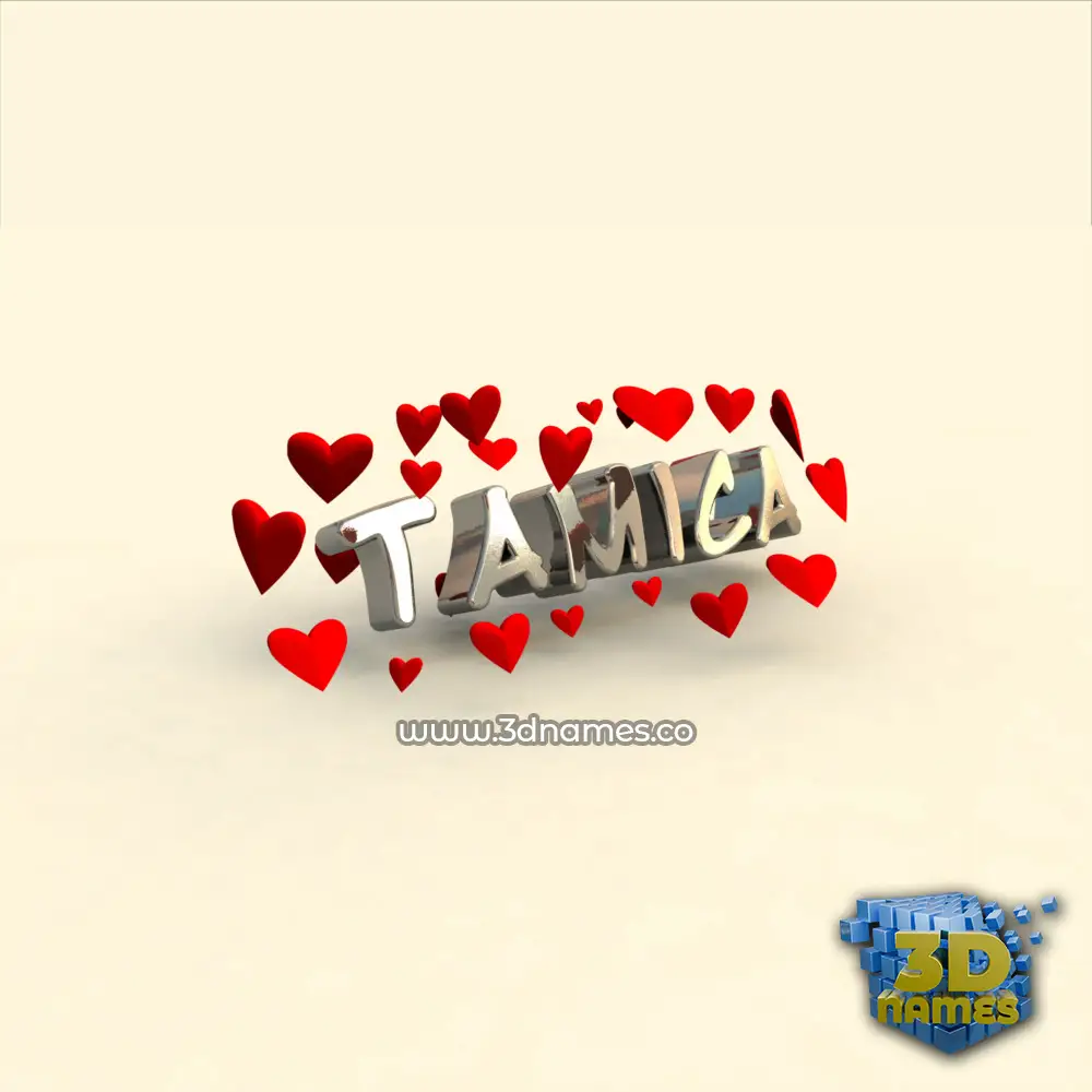 tamica in In Love style - 3D name wallpaper