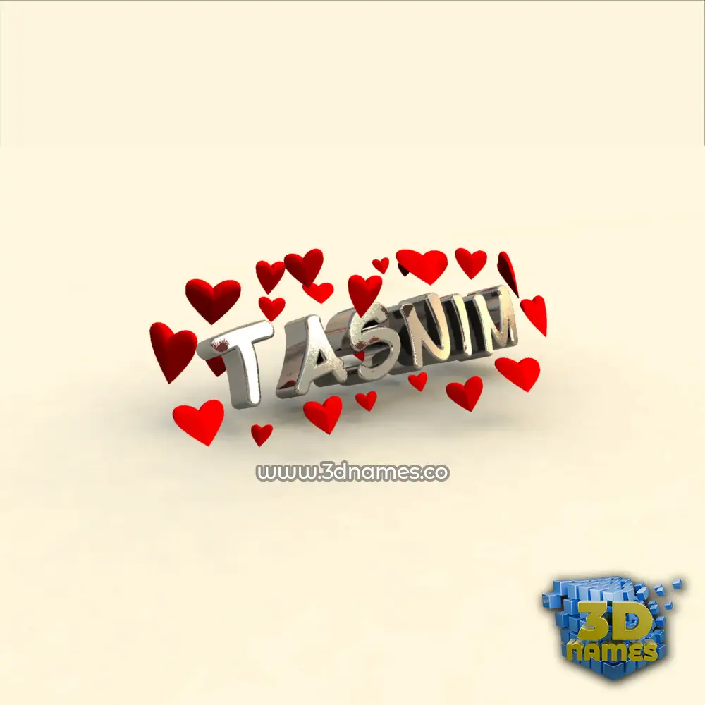 tasnim in In Love style - 3D name wallpaper