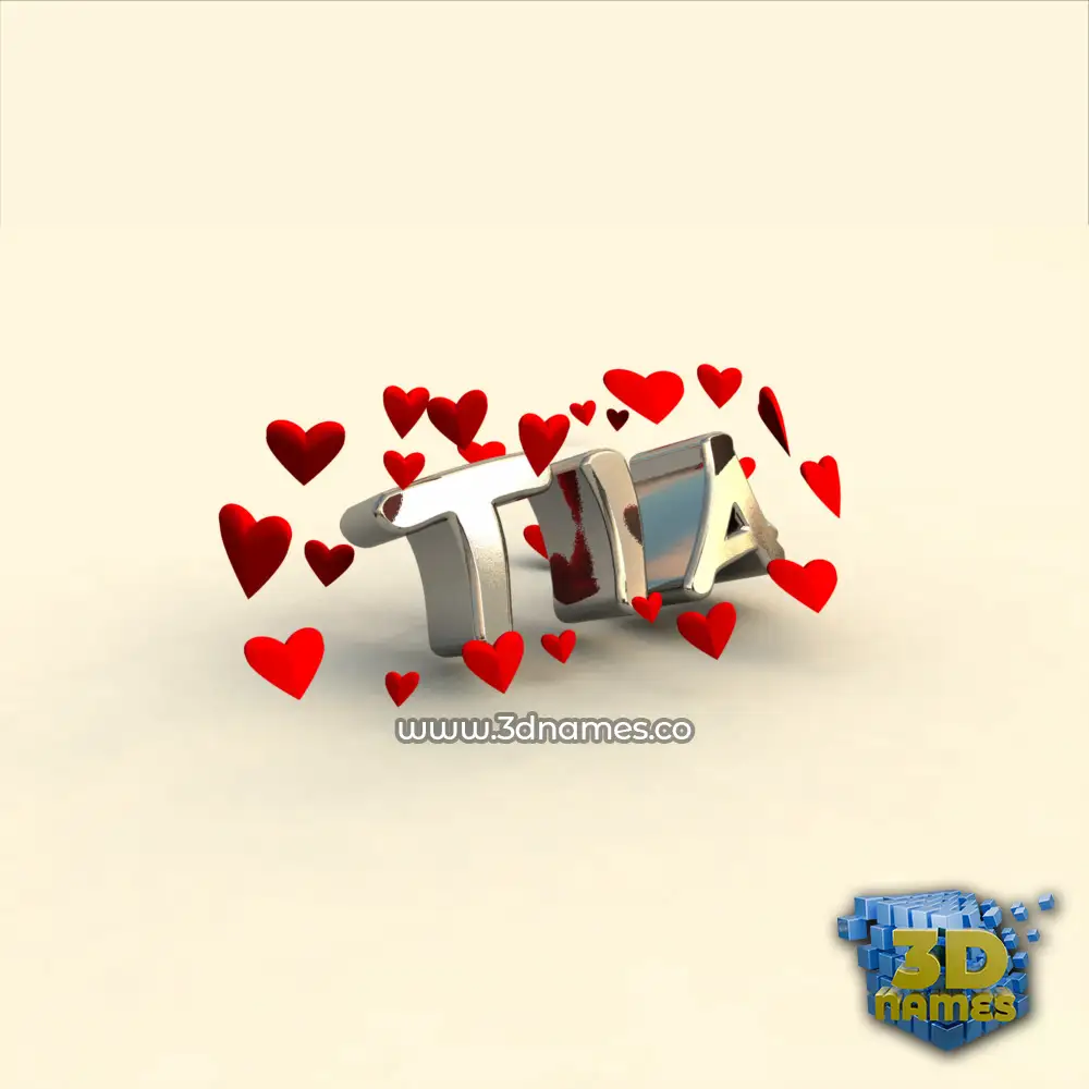 tia in In Love style - 3D name wallpaper