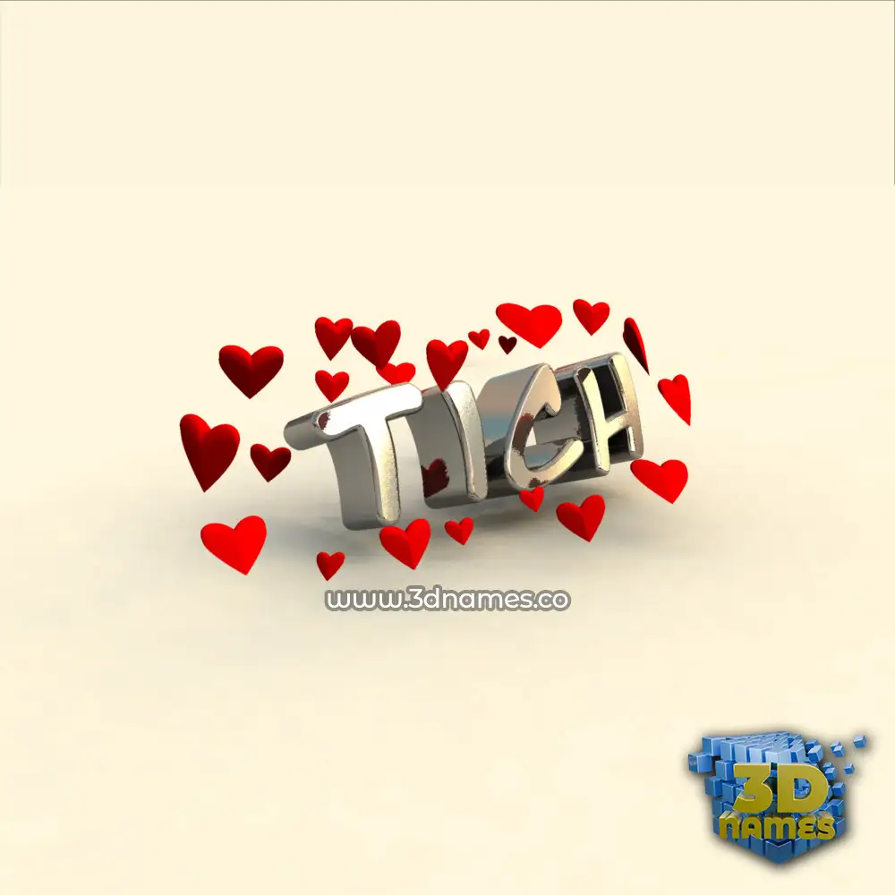 tich in In Love style - 3D name wallpaper