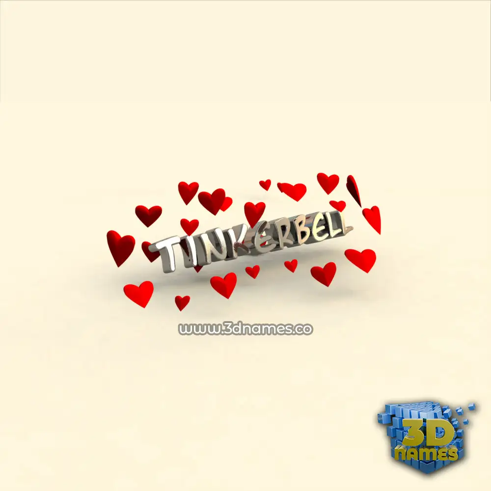 tinkerbell in In Love style - 3D name wallpaper