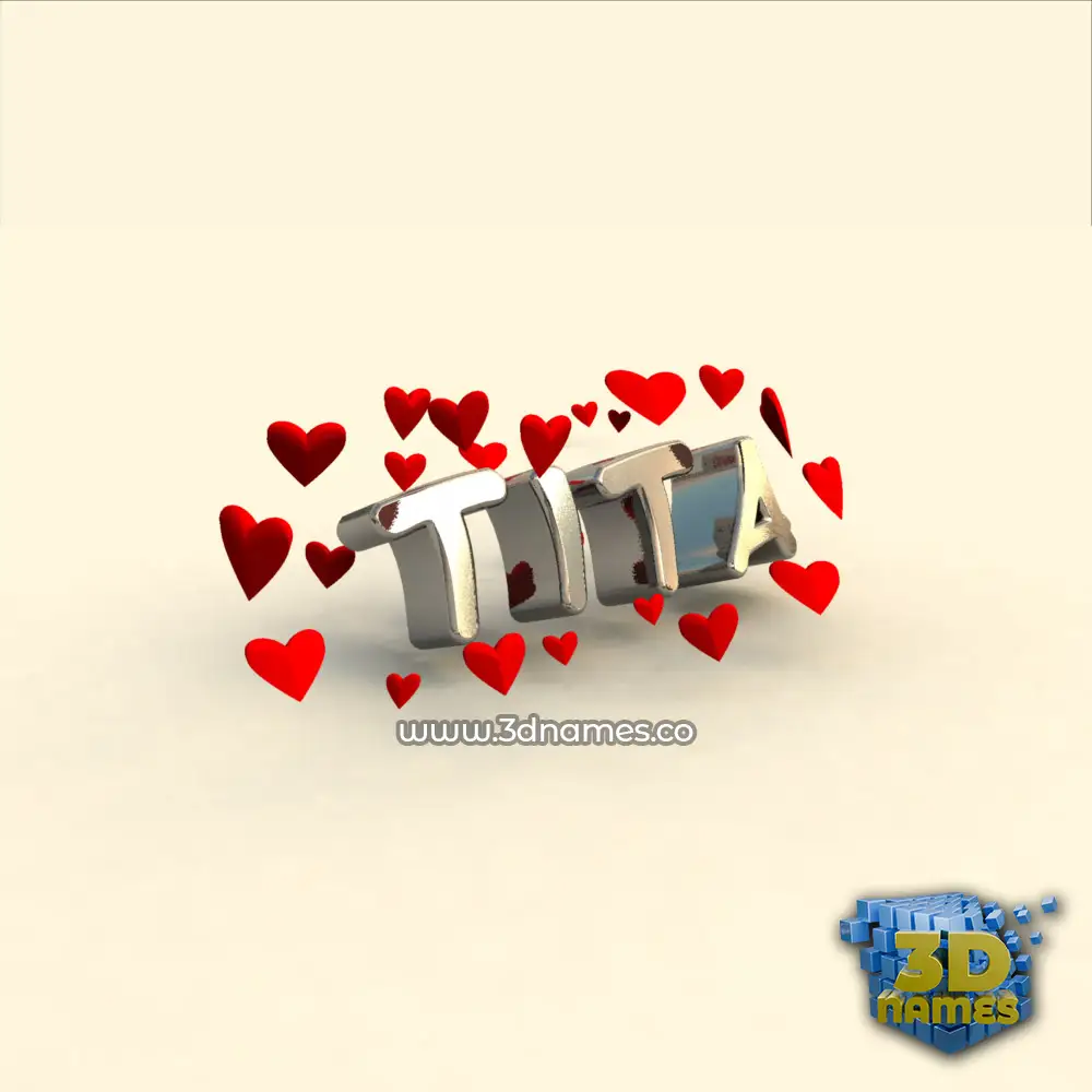 tita in In Love style - 3D name wallpaper