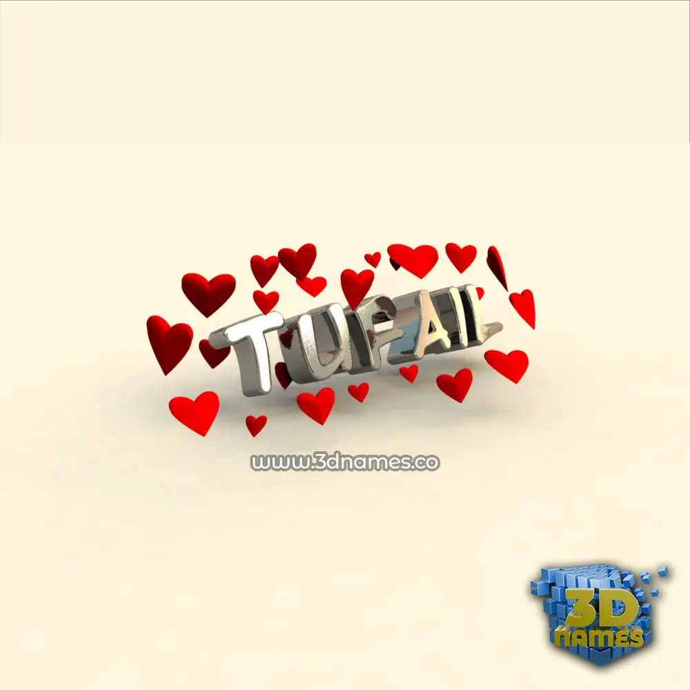 tufail in In Love style - 3D name wallpaper