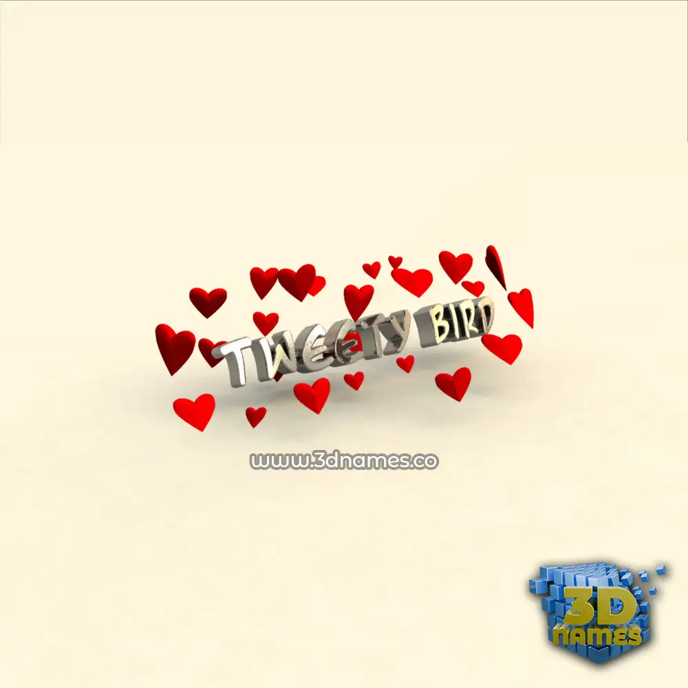 tweety bird in In Love style - 3D name wallpaper