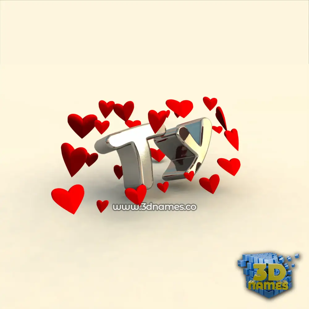 ty in In Love style - 3D name wallpaper